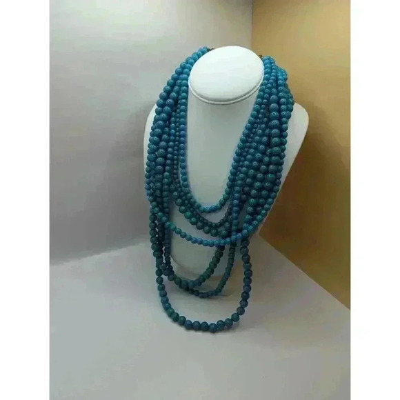 Baublebar Teal Blue Multi Strand Acrylic Bead Necklace - Picture 1 of 5